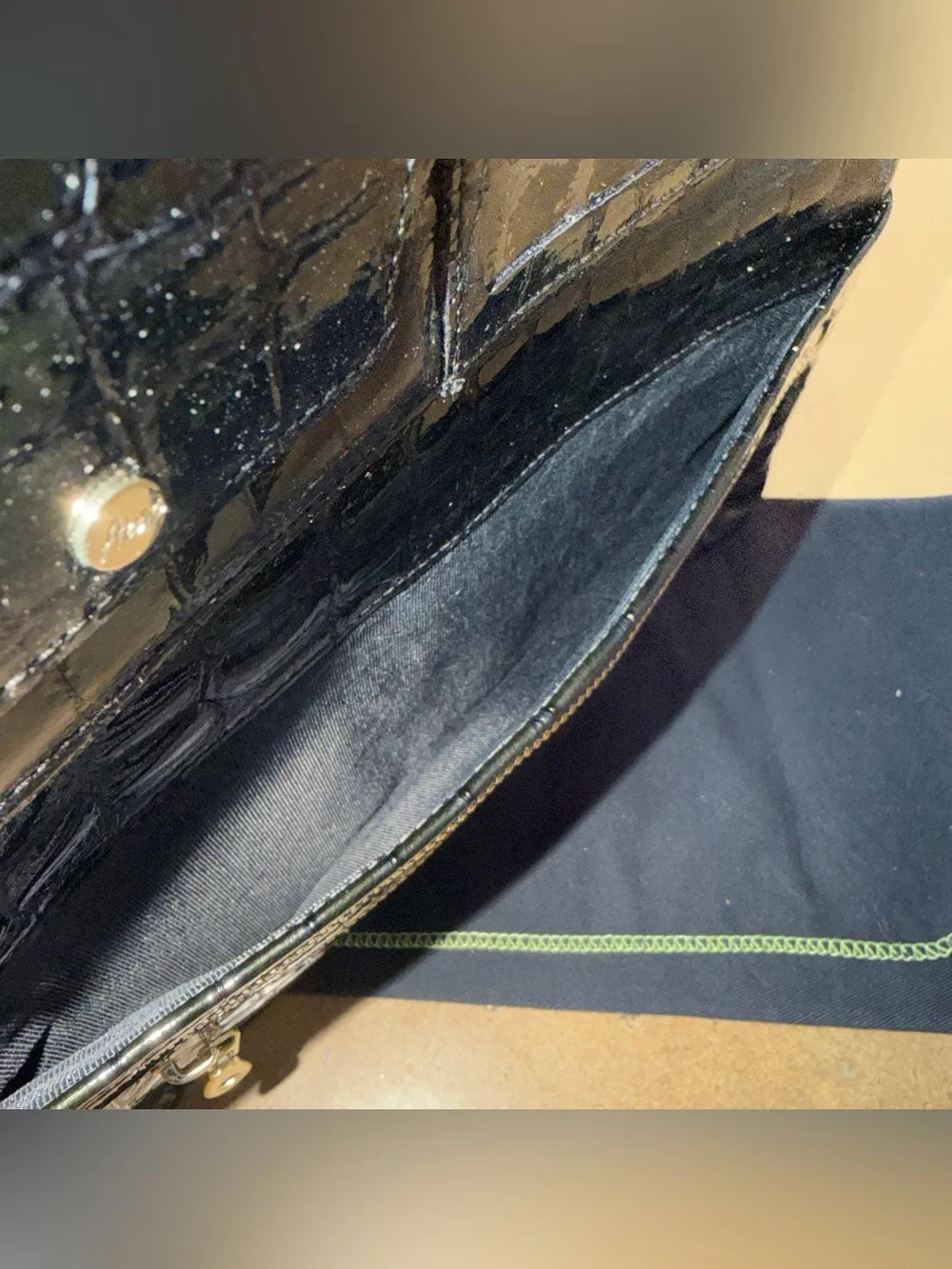 Abas Alligator Leather Magnetic Clutch Black